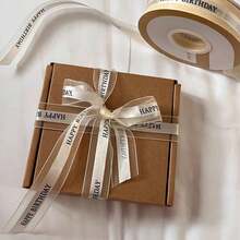 1 Roll "Happy Birthday" Theme Gift Wrapping Ribbon (36 Yards), Suitable For Cake Boxes, Gifts, Flower Bouquets Packaging And Decorative Bow Making, Cake Decoration Ribbon; Suitable For Weddings, Parties And Gift Decoration. - View 1