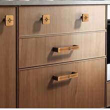 1pc Modern Minimalist Zinc Alloy New Chinese Style Cabinet Door Handle Drawer Wardrobe Shoe Cabinet Cupboard Gold Single Hole Knob - A - View 2