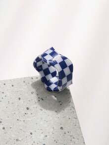 7pcs Acrylic Rings With Square Checkerboard Pattern Design, Fashionable Minimalist Rings, Personalized Jewelry Gift Suitable For Men And Women Daily Wear, Perfect Party And Holiday Gift, Versatile Accessory For Women Casual And Vacation Outfits - Multicolor - View 8