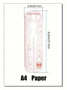 1pc Fashion Tech Human Body Template Ruler, Suitable For Clothing Design, Women's Dynamic Template Ruler, Human Body Pattern Sketching, Fashion Drawing Human Body Template Ruler - Multicolor - View 7