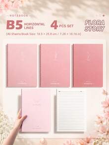 Gradient Notebook Lined Softcover B5 Thickened Stitched Notebook, 4/8/16PCS, Suitable For Office, Study, Journaling - B5 - View 11