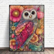 [1pc DIY Diamond Art Kit] 1pc Creative Owl Pattern DIY Diamond Art Painting Kit, Round Diamonds, Mosaic Art Craft, Suitable For Beginners, Home Wall Decor, Unique Gift, Unframed - No Frame - View 3