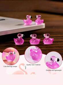 10/20/50/100Pcs Luminous Transparent Pink Mini Duck Resin Figurine Toy, Glow In Dark Tiny Clear Duck Ornament Toy, DIY Cream Glue & Slime Craft Toy For Kids & Adults, Beach Micro Landscape Decor, Valentine Party Filler & Classroom Reward Gifts - Multicolor - View 5