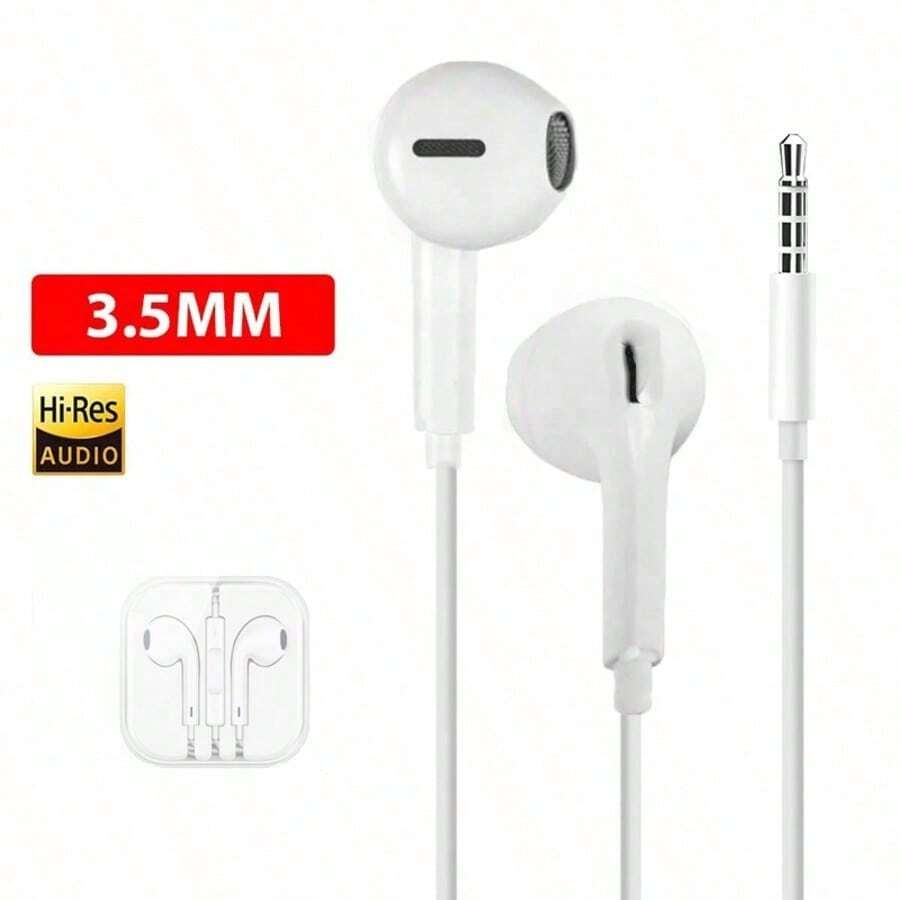 3.5mm Wired Headphones With Volume Control And Noise Cancellation, Compatible With Android Phones, Tablets And Laptops, Equipped With Electrolytic Capacitor Microphone For Clear Calls, Semi-Open Design Suitable For Gaming And Karaoke - 3.5mm - View 1