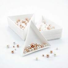 KLONKEE Triangular Sorting Tray, 5/20/30pcs White Plastic Bead Sorting Trays, DIY Craft Jewelry Project Bead Sorting Tray, Plastic White Magic Sequin Rhinestone Tray, Triangular Sorting Storage Board Craft And DIY Art Tray (Triangular) - White - View 2