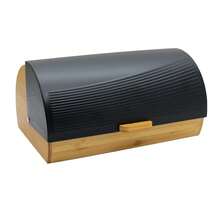 Large Black Wooden Bamboo Bread Box With Metal Lid, Kitchen Storage Container For Bread, Buns, Loaves, Pastries And Bread, Suitable For Modern, Traditional And Rustic Kitchen Interiors, Practical And Easy To Clean Bread Rack, Stylish Organizer For Fresh Bread And Baked Goods, With Roll-Top Lid - Bamboo Wood Food Storage Container, Bread, Snacks, Cupcakes, Muffins, Kitchen Utensil Organizer, Convenient, Vintage Style Storage Box, Easy To Set Up - brown with black - View 13