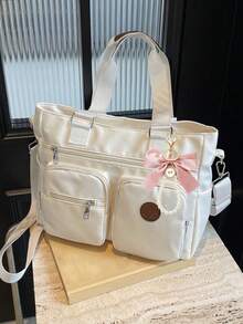 Solid Color Fashionable Versatile Simple Portable Adjustable Shoulder Strap Crossbody Bag Suitable For Going Out Dating Shopping Daily Commuting. - White - View 10