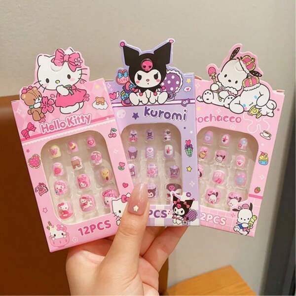 Boxed Set Of 12 Cute Cartoon Co-Branded Printed Colorful Stickers. Sweet-Style Stickers For Girls, Versatile Wearable Decorative Stickers, Ideal For Kindergartens.