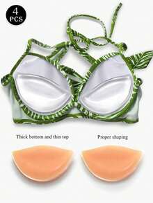 2/4Pcs Thickened Silicone Bra Inserts | Invisible Push Up Breast Pads | Waterproof Reusable Swimsuit Inserts For Bikini, Swimwear & Daily Bras - Multicolor - View 11