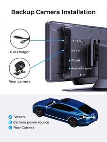 REMAX Pantalla portátil para coche HD de 10.26 pulgadas, compatible con CarPlay inalámbrico y Android Auto, cámara de reversa, reproductor MP5, plug and play, pantalla universal, accesorios para coche, artículos esenciales para coche - Negro - Ver 7