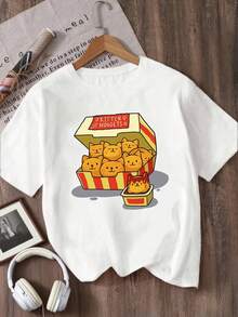 Printed Crew Neck T-Shirt For Girls - Burgundy - View 1