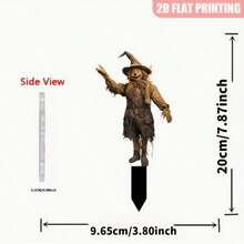 2D Flat, Humorous Cartoon Style Scarecrow Garden Decor, Acrylic Outdoor Farmhouse Decoration, Perfect For Home And Garden, Ideal Gift For Mother's Day, Father's Day, Graduation, Outdoor Decor | Humorous Garden Decor | Durable Plastic Decoration, Garden Decor. - 1PC - View 5