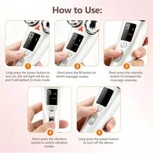 Facial Roller Massager, Double Chin Beauty Roller Tool, 3D Roller Body Massage Tool, Vibrating Beauty Tool, USB Rechargeable, With 8 Care Modes, Automatic Shut-Off Protection, Suitable For Office/Home Use And Travel - White - View 9
