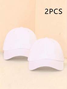 Men's Plain Simple Baseball Cap, Casual Everyday Wear - White - View 7