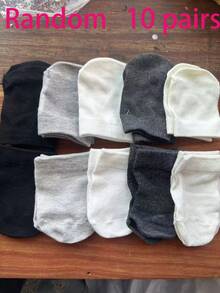 1/2/4/5/7/10 Pares de Calcetines versátiles de malla con palma media, Calcetines tobilleros sólidos en negro/blanco/gris, Calcetines invisibles sin mostrar, Diseño antideslizante, Calcetines finos y transpirables para mocasines para primavera/verano - Multicolor - Ver 17