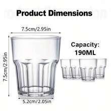 190ml Water Cup Set, 6.5oz Water Cup, Thickened Transparent Acrylic Material, Shatterproof Water Cup, Durable And Reusable, Suitable For Spirits, Whiskey, Juice, Party Use - Multicolor - View 4