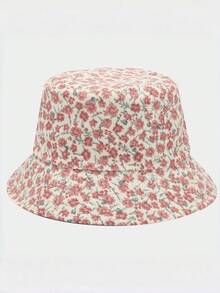 New Fresh Ditsy Floral Versatile Bucket Hat For Women, Spring/Summer Student Casual Sun Protection Reversible Bucket Hat, Sweet And Fresh - Small Floral Fisherman's Hat - View 9