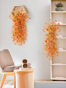 Juego de 4 piezas de flores decorativas artificiales de otoño, flores artificiales colgantes, decoración de otoño para exteriores, flores de crisantemo de seda artificial, resistente a los rayos UV y no se desvanece, adecuado para macetas de exterior de otoño, porche, patio, jardín - Naranja - Ver 5