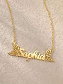 1pc Stainless Steel Customized Butterfly Name Necklace, Personalized Fashion Cute Private Nameplate Pendant Necklace, Best Daily Accessory For Women, Women's Jewelry Gift, Customized Name Necklace, Customizable Item, Personalized Gift For Her, Mother's Day Gift, Girlfriend Gift, Birthday Gift, Anniversary Gift - Multicolor 3 - View 3