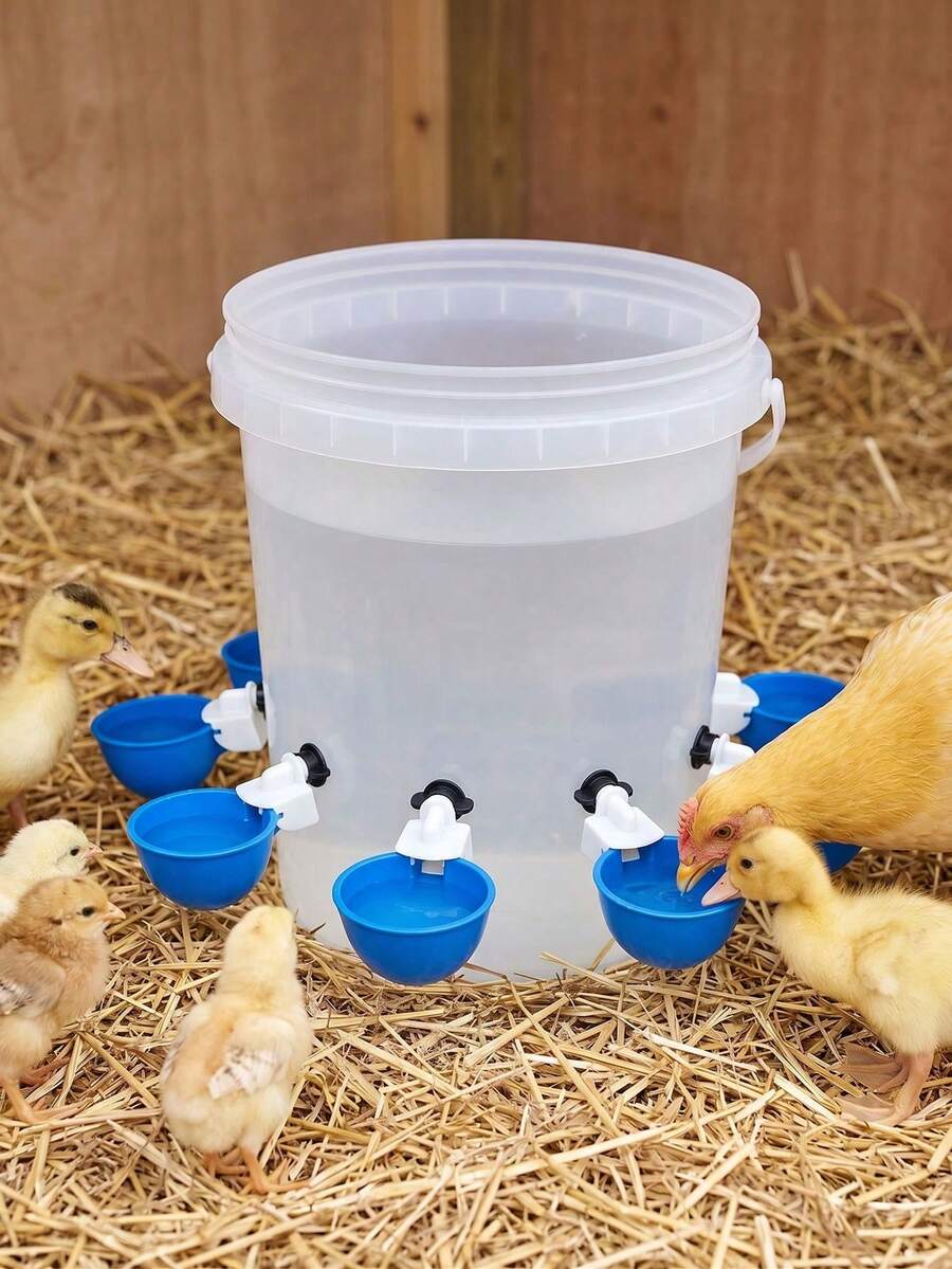 5 buah Mangkuk Air Ayam, Tempat Minum Unggas Otomatis, Dispenser Air Ayam, Cangkir Air Ayam, Cocok untuk Bebek, Kalkun, Kelinci, Angsa, Peternakan Otomatis, Air Mancur dan Tempat Minum Unggas Plastik - A - View 1