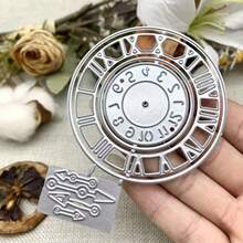 Plantilla de corte troquelado con patrón de reloj vintage en relieve y grabado, material de acero al carbono, plantilla de corte de metal, adecuada para tarjetas de felicitación DIY, diario de viñetas, álbum de recortes, manualidades de papel y suministros de arte creativo - MC1308 - Ver 1