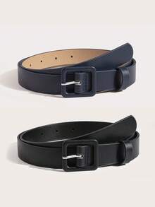 Square Buckle Belt Summer, School Fall, Autumn, Halloween - Burgundy - View 14