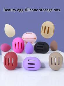 2 Pieces Of Cosmetic Sponge Bracket With Cosmetic Eggs, Double-Sided Breathable Silicone Cosmetic Mixer Protective Cover, Suitable For Travel Or Daily Life, Shatterproof Cosmetic Travel Box Is Quick-Drying And Easy To Carry. - Multicolor - View 2