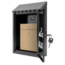 Black Wall Mount Galvanized Iron Mailbox With Lock & 2 Keys, Waterproof Rustproof Modern Letter Box With View Window Noise Reduction Pad For Home Apartment Office Outdoor - Modern - View 8