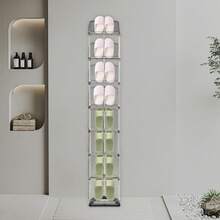 HaroldDol Set of Freistehend Grau Schuh Rack, 11.02x8.27x62.8inches Slim Schuh Organizer, Schmale 8 Ebenen Edelstahl Schuh Rack Für Die Lagerung Von Gegenständen Wie Kinderschuhe, Turnschuhe, Pantoffeln, Wohnungen, Knöchelstiefel Und Hohe Absätze-Geschenk Für Familie, Freunde, Geburtstage, Frühling, Sommer, Muttertag, Freund, Freundin - Übersicht 1