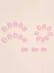 48 pièces/2 sets de faux ongles et ongles d'orteils 2-en-1 carrés français en acrylique à coller, comprend 2 gels de gelée et 2 limes à ongles, faux ongles à la mode et simples, fournitures pour ongles convenant pour un port quotidien par les femmes et les filles - Multicolore - Voir 2