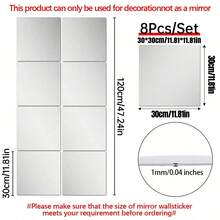 4/8-Piece Set Of Square Decorative Mirror Wall Stickers3d Mirror Brick Wall StickersDiy Wall Decoration1mmUltraThinAcrylicMirrorStickers,Wall Stickers - Silver - View 22