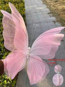 6/3/1pcs Silk Artificial Butterflies, Large Tulle Fake Butterflies For Wedding Decoration, Window Display, Outdoor Garden Decor, Birthday Theme Party Decoration, Home Decor, Wreath Decoration, Large Floral Decoration, Table Centerpiece - Multicolor - View 10