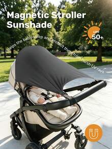 1 pieza Toldo magnético para cochecito de bebé con tela de alta elasticidad para mejor protección solar, bloquea el 85% de los rayos UV, de fácil instalación y uso en todas las estaciones - Ver 1