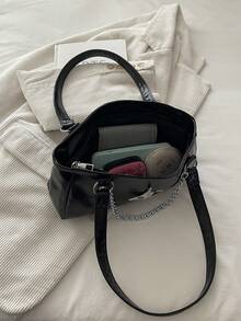 Fashion Minimalist 2026 New Solid Color Niche Versatile Underarm Bag - Black - View 8