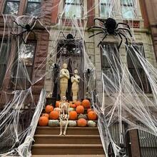 20/100/200g Realistic Imitation Spider Web, Halloween Indoor And Outdoor Terrifying Decoration Props, Halloween Spider Web Decoration, With Fake Spiders, Super Elastic Spider Web, Suitable For Halloween Terrifying Theme Party Decoration - View 9