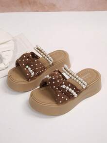 Women's New Color-Block High Heel Sandals, Elegant Fashion Outdoor Comfortable Beach Sandals, Match With Dresses, Beachwear, Fashion Anti-Slip Thick Sole High Heel Sandals - Chocolate Brown - View 8