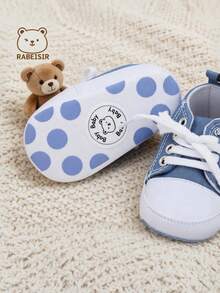 RABEISIR Toddler Bear Design Canvas Lace-Up Pre-Walker Shoes, Infant's First Walking Shoes, Indoor & Outdoor Stylish Outfit, Spring & Autumn - Baby Blue - View 8