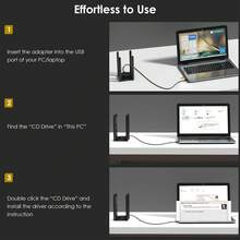 Adaptor WiFi USB untuk PC, Adaptor Jaringan Nirkabel Tri-Band AX5400 2.4/5/6GHz dengan 4 Antena Gain Tinggi 5dBi untuk Desktop, Laptop, Mendukung Windows 10/11 - View 8