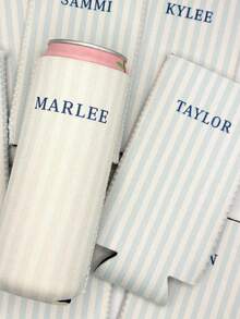 1pc Customized Striped Pattern Heat Transfer Cup Sleeve, Portable Customized Name Water Bottle Bag, Customized Name Leather Water Bottle Holder With Handle, Hiking Coffee Cup Holder, Customized Name Beverage Bag, Customized Name Cup Accessories (Cup Not Included) - Multicolor - View 3