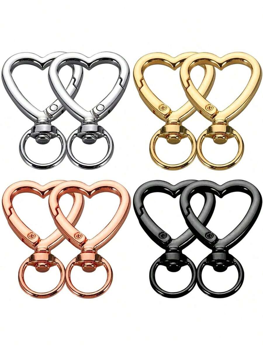8/15pcs Heart-Shaped Keychain Clips With Spring Hooks, DIY Keychains, Suitable For Key Bags, Backpacks, Luggage Tags, Wallets And Handbag Accessories