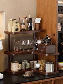 1 pieza Estante de almacenamiento multifuncional para escritorio, soporte multiusos para tazas, estante para perfumes, estante para especias, soporte para pasteles, adecuado para tazas de agua, tazas de café, juegos de té, escritorio de oficina, barra de café, cocina, decoración del hogar - Estilo de esquina - Ver 10