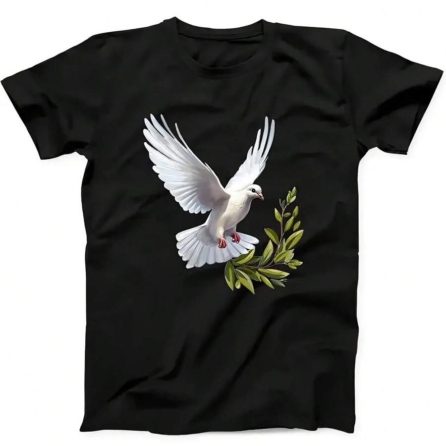 Pigeon Bird White Dove Peace Funny Gift Tee Black T Shirt 42 - 款式 - 查看 1