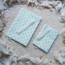 Sampul Buku Kain Polkadot Hijau Mint, Penutup Buku Tali Serut Mutiara dengan Hiasan Renda, Pelindung Jurnal Kain A5/A6 yang Dapat Digunakan Kembali untuk Penyimpanan Buku Catatan & Perencana, Kembali ke Sekolah - Set - View 12