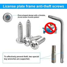 Kit com 4 parafusos pretos antifurto para placa de carro, ferragens de montagem de placa de aço inoxidável à prova de ferrugem, parafusos M6 (1/4") invioláveis para montagem do suporte dianteiro e traseiro, anticorrosivos e antiferrugem, fixadores de placa de carro. - M6 - Visão 9