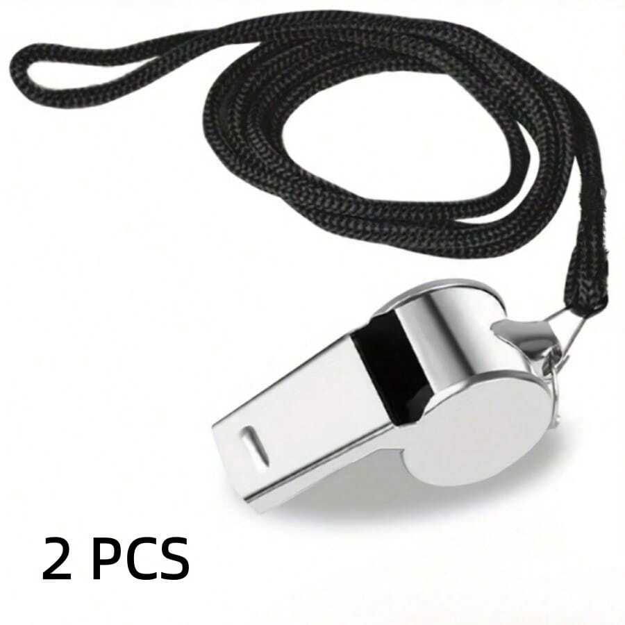 Football Referee And Full Set-Stainless Steel Whistle With Lanyard, PVC Red And Yellow Card Set, Suitable For Sports Officials - 2-pack - View 1