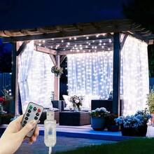 LED Curtain String Lights, USB Powered With 8 Lighting Modes, Starry Twinkle, With Remote Control, For Home Room, Bedroom, Garden, Window, Stage, Wall Background, Holiday Decoration, Birthday Party, Proposal, Wedding Celebration, Fairy Garland Lights - USB Curtain Light - View 7