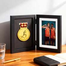 1pc 4x6 Inch/8x10 Inch Medal Display Box Folding Photo Frame, Suitable For Running, Football And Rugby, Ideal Gift For Sports Enthusiasts, Vibrant Display Box Folding Photo Frame, Sports Awards (Medal Not Included, Photo Paper Not Included) - 1PC - View 2