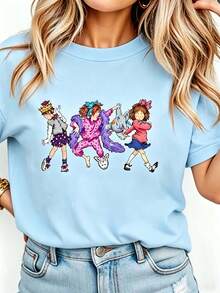 Junie B Teacher Shirt Junie B Jones Kindergarten Teacher T-Shirt Teacher Life T-Shirt Teacher Gift Women Round Neck Printed Camisa Pink - 淺藍色 - 查看 11