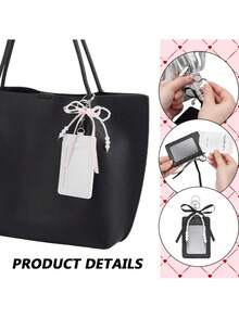1 PC Transparent Photocard Holder With Pearl Bow & Hook Loop Closure - Suitable For Bus ID Badges, Opening Display Case For Photocard, Back To School - Multicolor - View 5