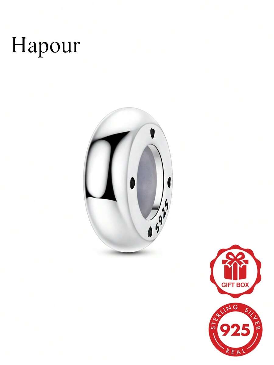 1個 925純銀心形圖案極簡設計迷人吊墜,經典百搭優雅,適合女性手鍊項鍊DIY珠寶禮物 - 銀色 - 查看 1